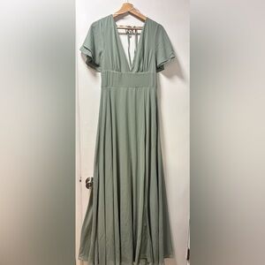 Lulu's Sage Green Flutter Sleeve Dress